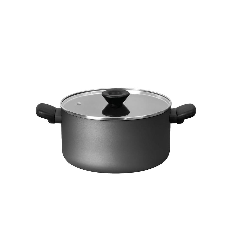 Meyer Aluminium Bahaus Nonstick Casserole With Lid, Biryani Pot | Handi, 5 Litre, 24cm - Cooking Pot for Rice and Other Dishes, Grey 15204