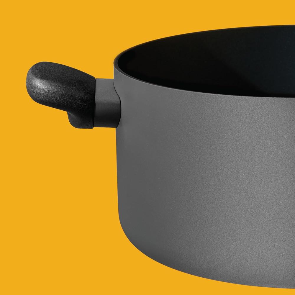 Meyer Aluminium Bahaus Nonstick Casserole With Lid, Biryani Pot | Handi, 5 Litre, 24cm - Cooking Pot for Rice and Other Dishes, Grey 15204
