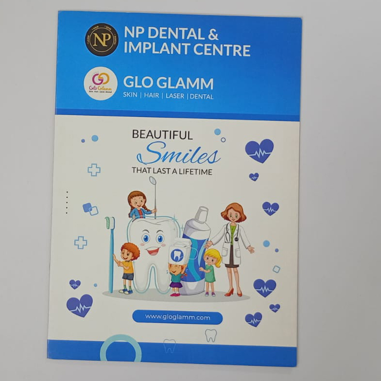 Dental Clinic Folder - High-Quality Cardstock Art Paper, A4 Size, Multicolor with Blue Accents and Cartoon Print | Durable, Lightweight, Custom Printed, Moderate Water Resistance