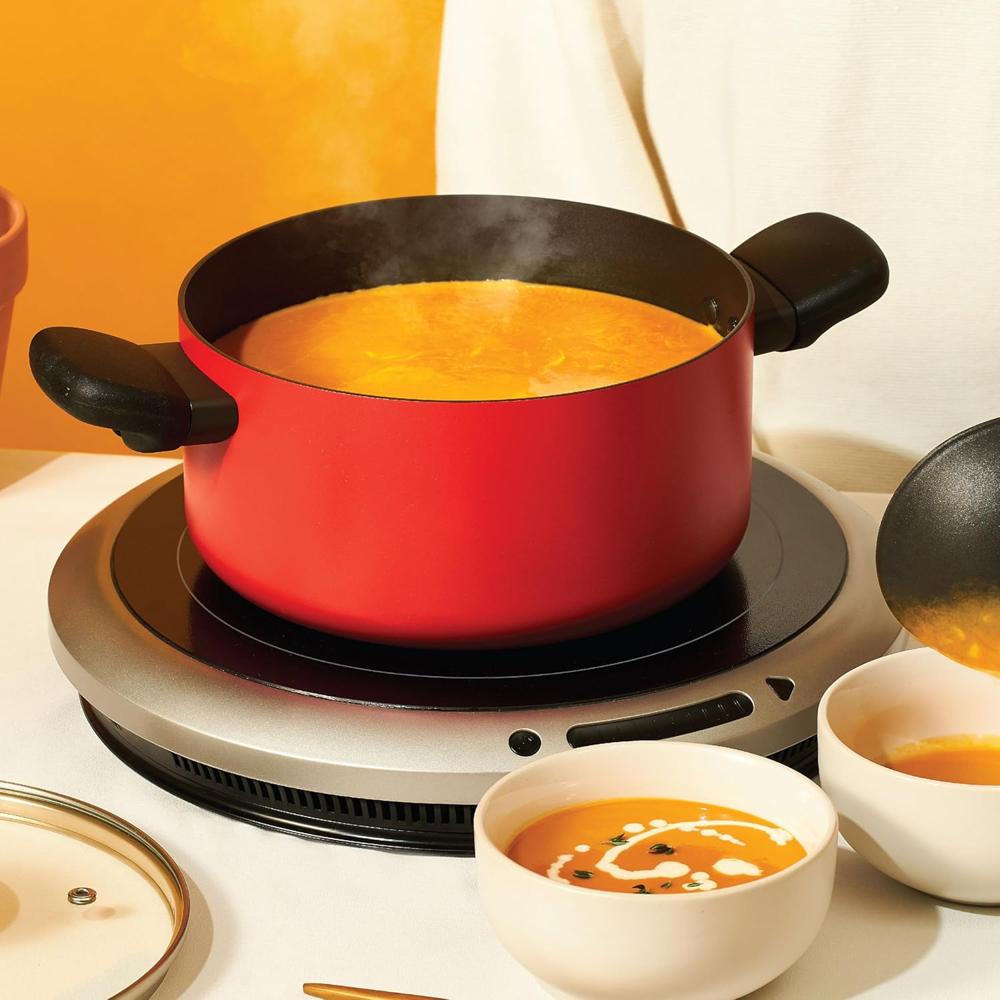 Meyer Bahaus Nonstick Casserole with Lid, Biryani Pot | Biryani Handi | Biryani Rice | Cooking Casserole | Biryani Pot Nonstick Big Size | Non Stick Biryani Pot 2.8 Litre, 20cm, Red 13383