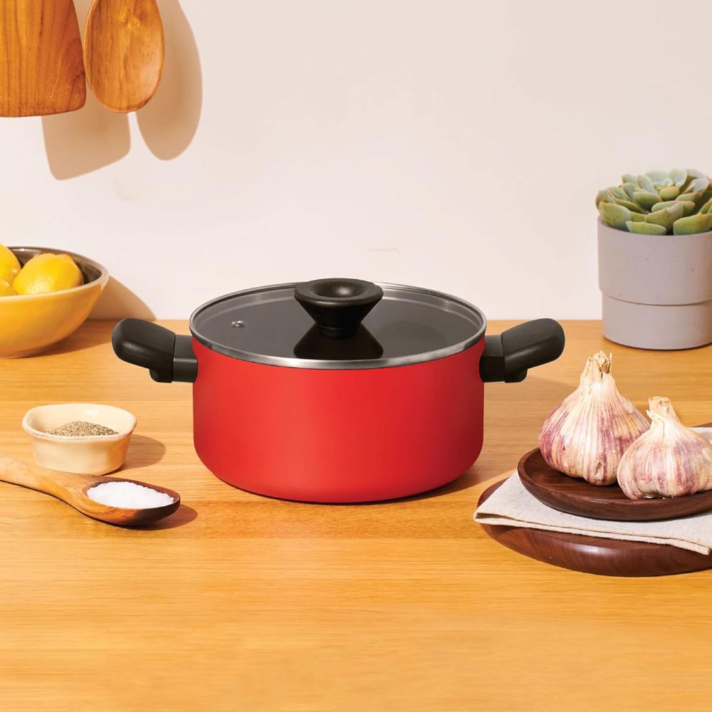 Meyer Bahaus Nonstick Casserole with Lid, Biryani Pot | Biryani Handi | Biryani Rice | Cooking Casserole | Biryani Pot Nonstick Big Size | Non Stick Biryani Pot 2.8 Litre, 20cm, Red 13383