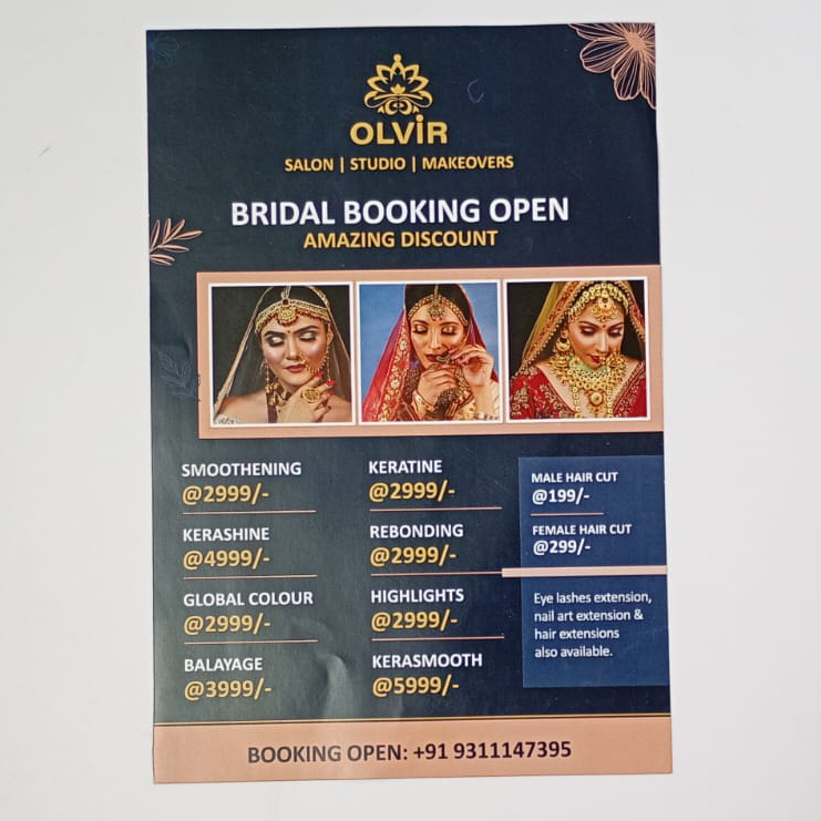 Promotional Brochure Flyer - Recyclable 120-150 GSM Premium Paper A5, Navy Blue Pink Gold Accents, Vivid Full-Color Digital Print