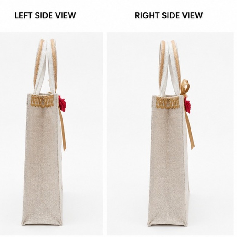 Jute White Embroidered Gift Bag