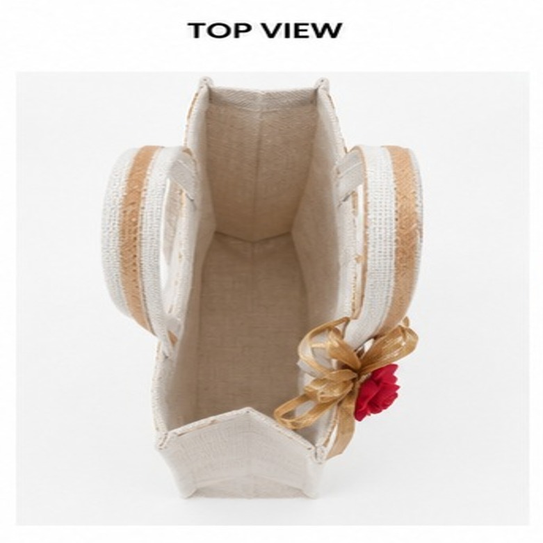 Jute White Embroidered Gift Bag