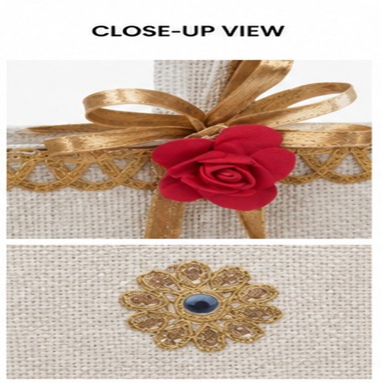 Jute White Embroidered Gift Bag