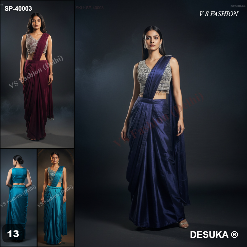 SP-40003 Silk Pre-Draped Saree