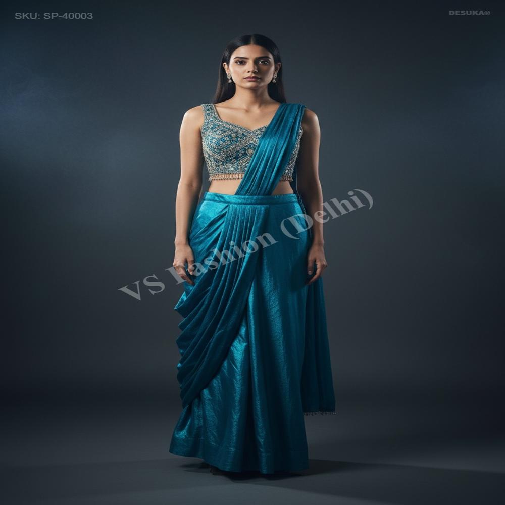 SP-40003 Silk Pre-Draped Saree