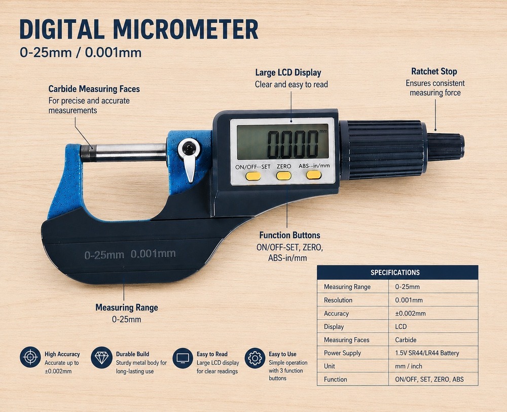 Digital Electronic Display Micrometer