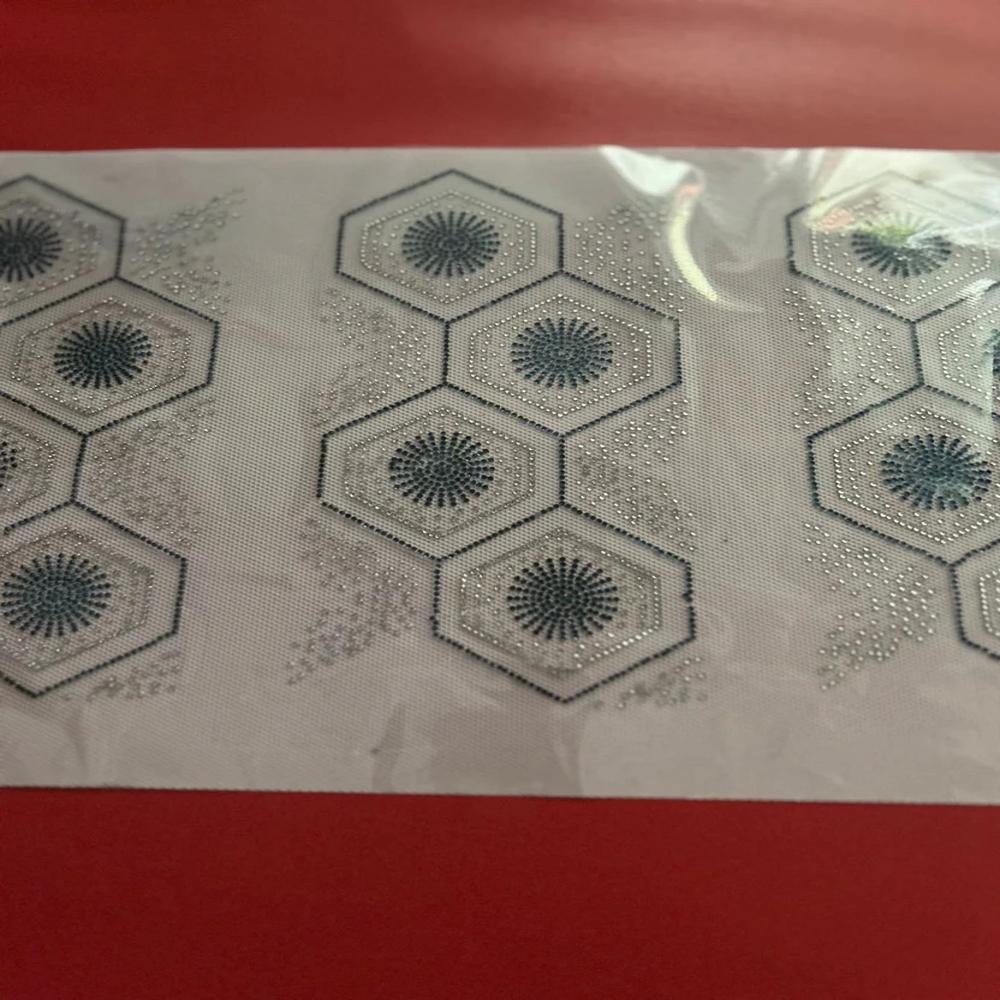 Premium Hexagon Geometric Hotfix Rhinestone Transfer Sticker | Crystal Honeycomb Heat Transfer Design For Garments - Features: Easy To Apply