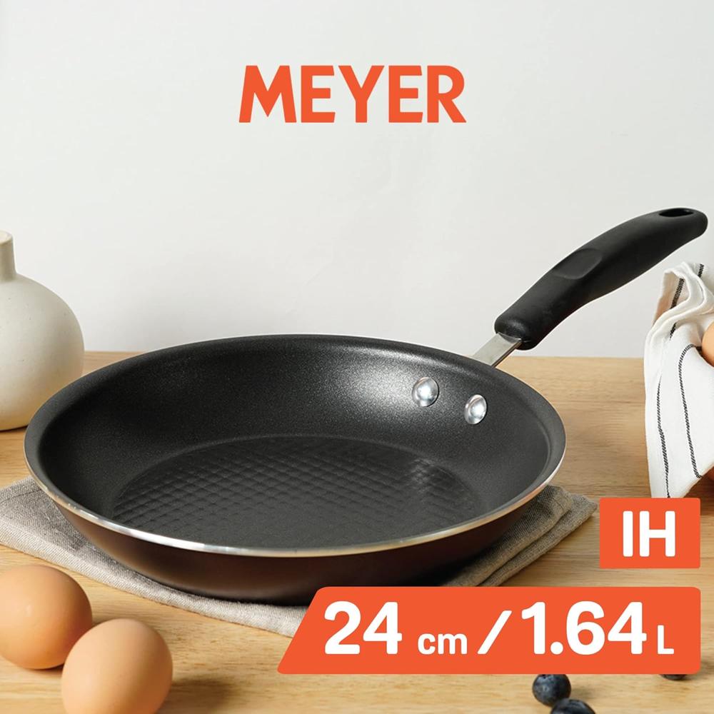 Meyer Merlot Aluminium Non-Stick Frypan | Frying Pan | Omlette pan | Fry pan with Stick Handle | Small Pan | Egg Pan | PFOA Free, Gas and Induction Compatible, 24cm/ 1.64 Liters 11641