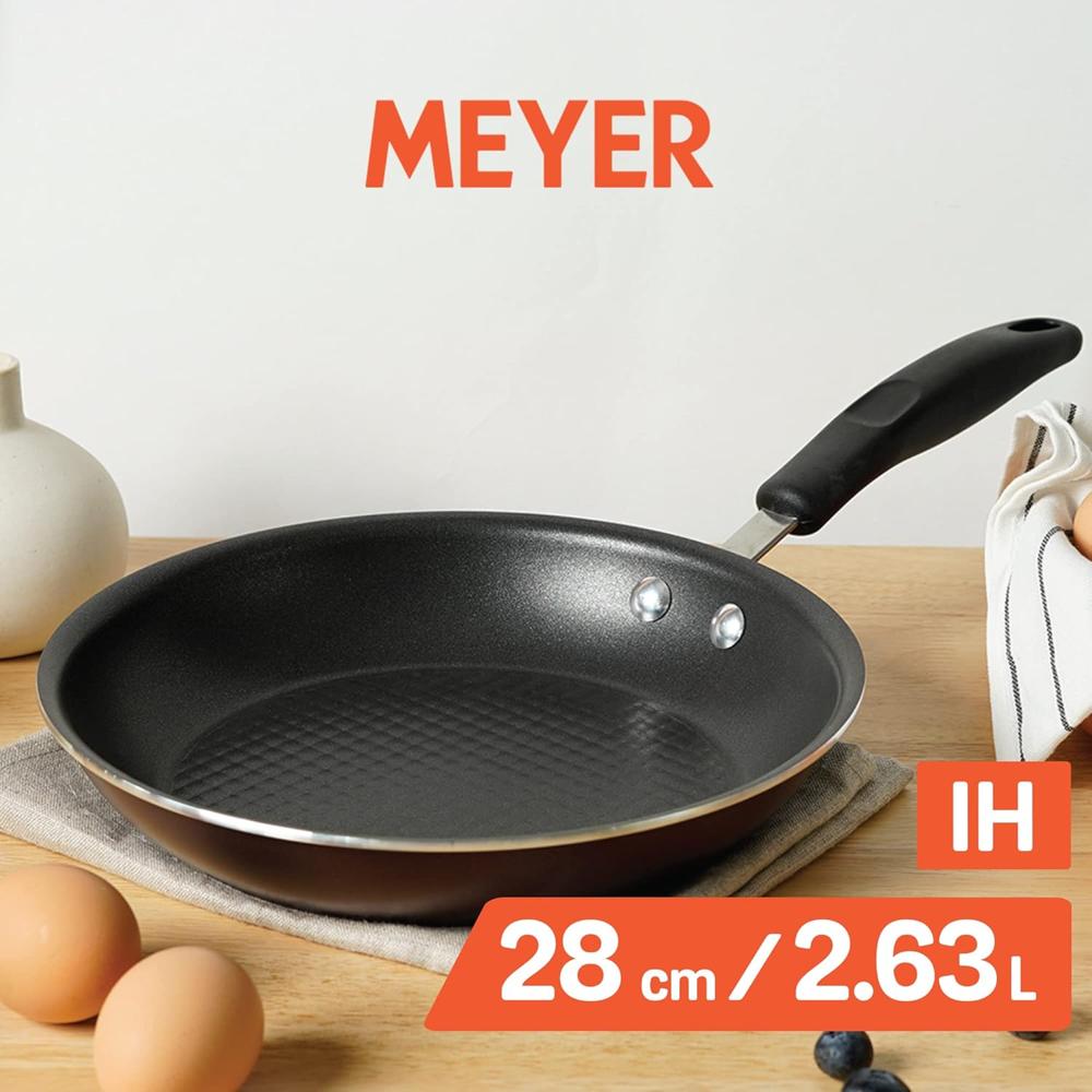 Meyer Merlot Aluminium Non Stick Frypan | Frying Pan | Omlette pan | Fry pan with Stick Handle | Large Pan | Egg Pan | Gas and Induction Compatible, 28cm/ 2.63 Liters 11667