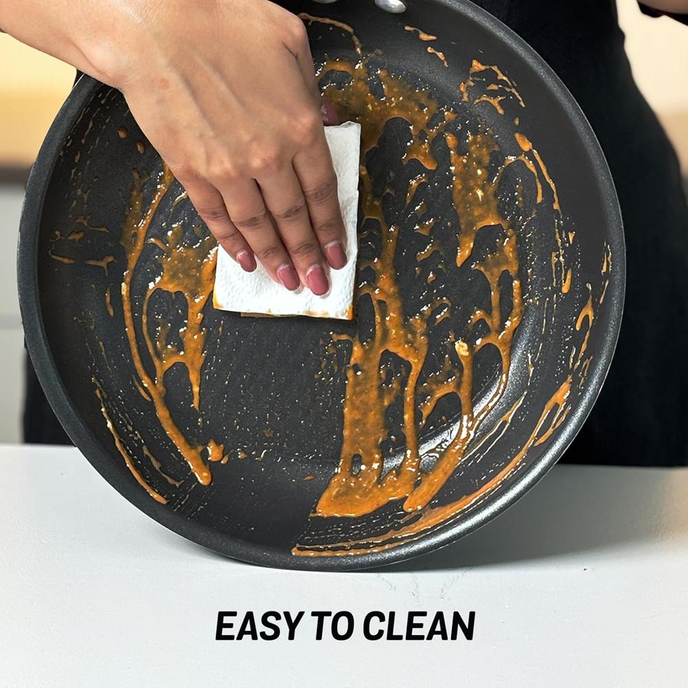 Meyer Merlot Aluminium Non-Stick Kadai with Lid | Kadai for Deep Frying and Stir Frying (Gas and Induction Compatible) 100% Toxic Free, 20cm/ 1.68 Litre 11671