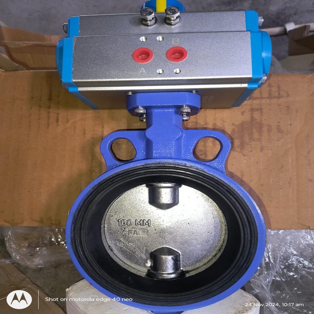 Pneumatic Actuated Butterfly Valve - Port Size: 2 Inch