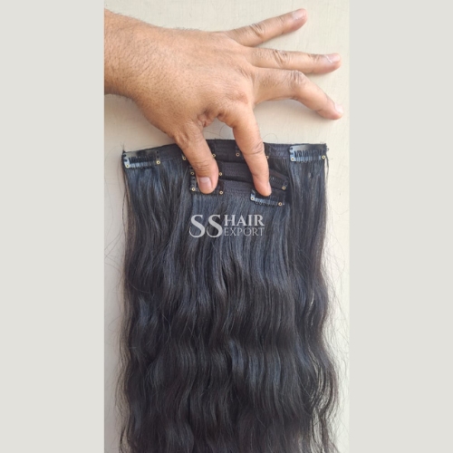 wavy clip In Hair Extensions Remy Human Hair One Piece Set 30in | 100gm