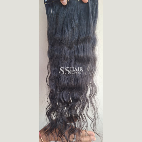 wavy clip In Hair Extensions Remy Human Hair One Piece Set 30in | 100gm