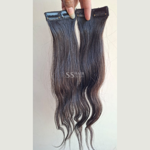 Two Clip in side patch Short Straight Invisible Hair Extensions for Women