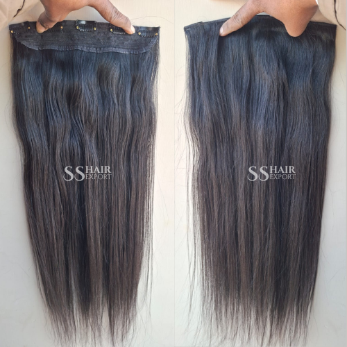Single Piece Clip In Hair Extensions for wedding 22inch Natural Human Hair