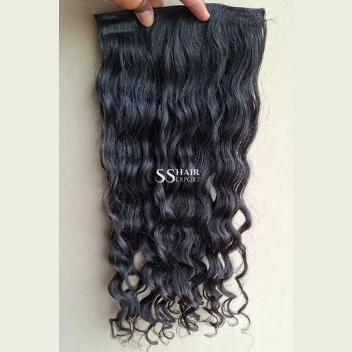 Curly Clip In Hair Extensions Single Piece 26in Brown Human Hair Vendor