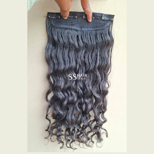 Curly Clip In Hair Extensions Single Piece 26in Brown Human Hair Vendor