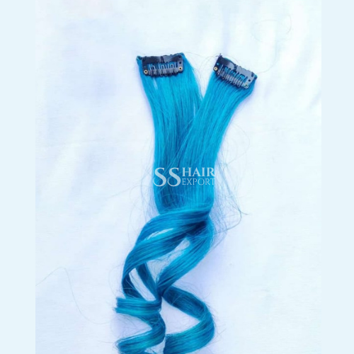 Color Hair Streak Clip In Hair Extensions Real Human Hair | 2PC Side Patch Pair