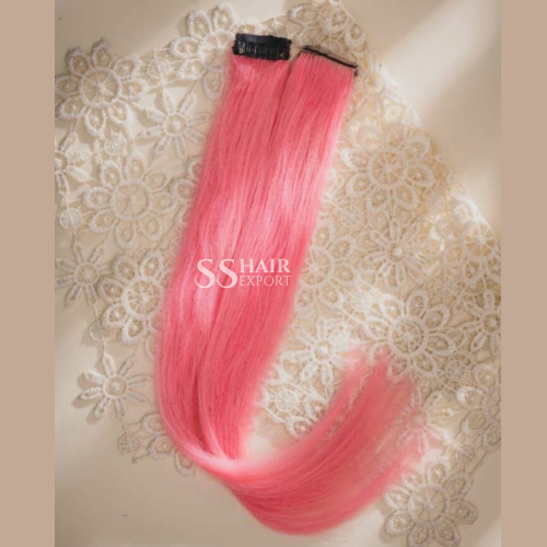 Color Hair Streak Clip In Hair Extensions Real Human Hair | 2PC Side Patch Pair