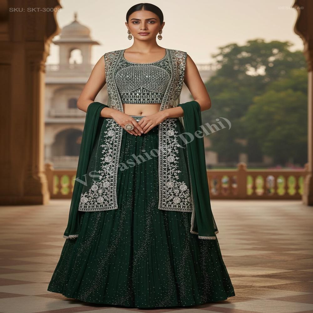 SKT-30008 Georgette Jacket Skirt Set