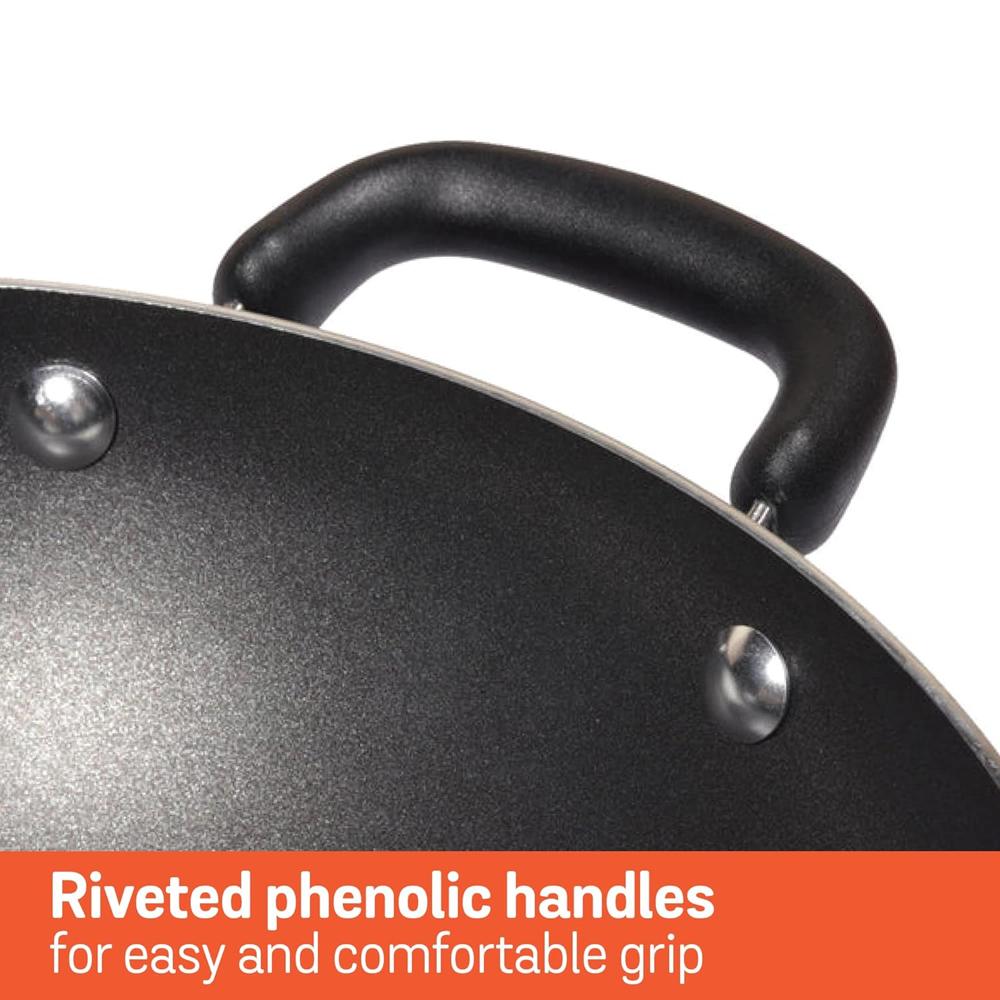 Meyer Merlot Aluminium Non-Stick Kadai | Kadhai with Glass Lid | Kadai for Deep Frying and Stir Frying | Gas and Induction Compatible ) 100% Toxic Free, 26cm/ 3.24 Litre 11672