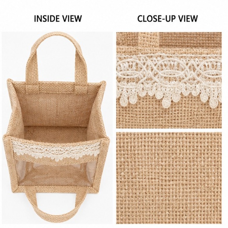 Jute Transparent Brown Small Gift Bag