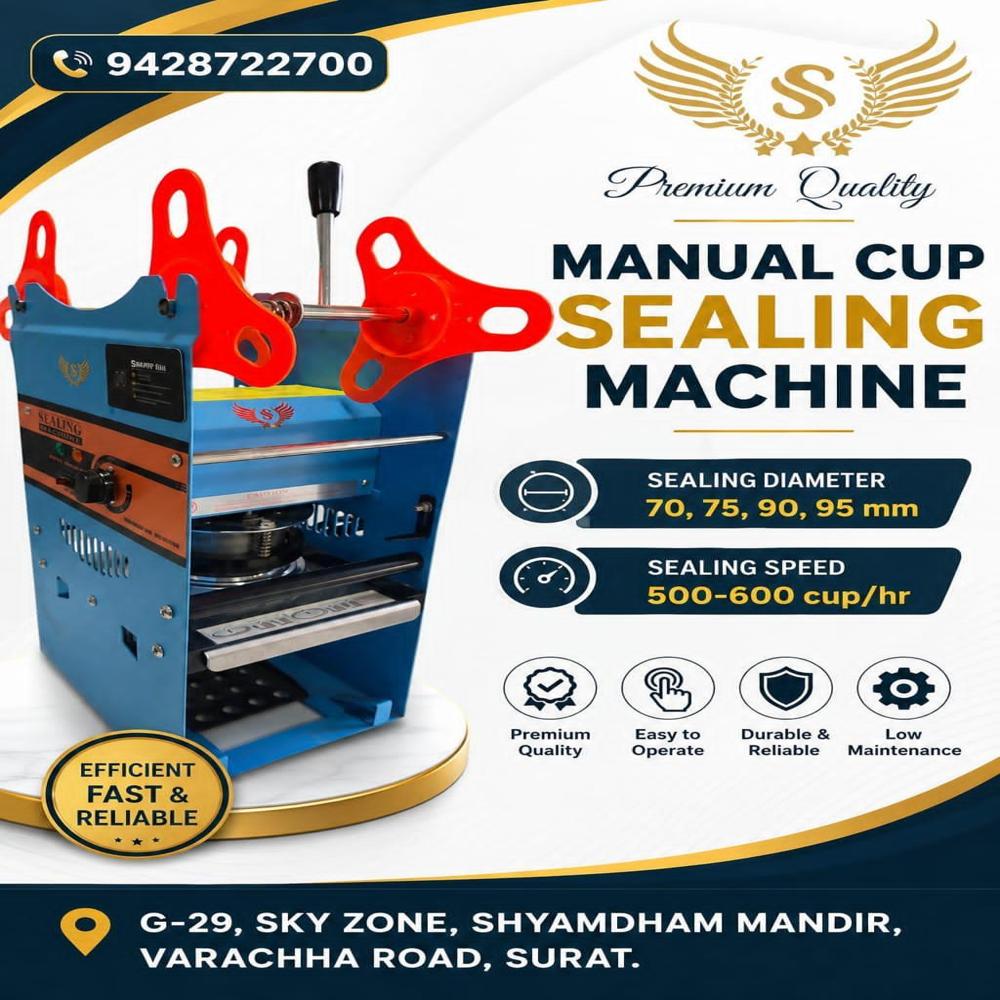 Manual Cup Sealing Machine 70,75,90&95mm Diameter - Application: Used For Deverages (bubble Tea