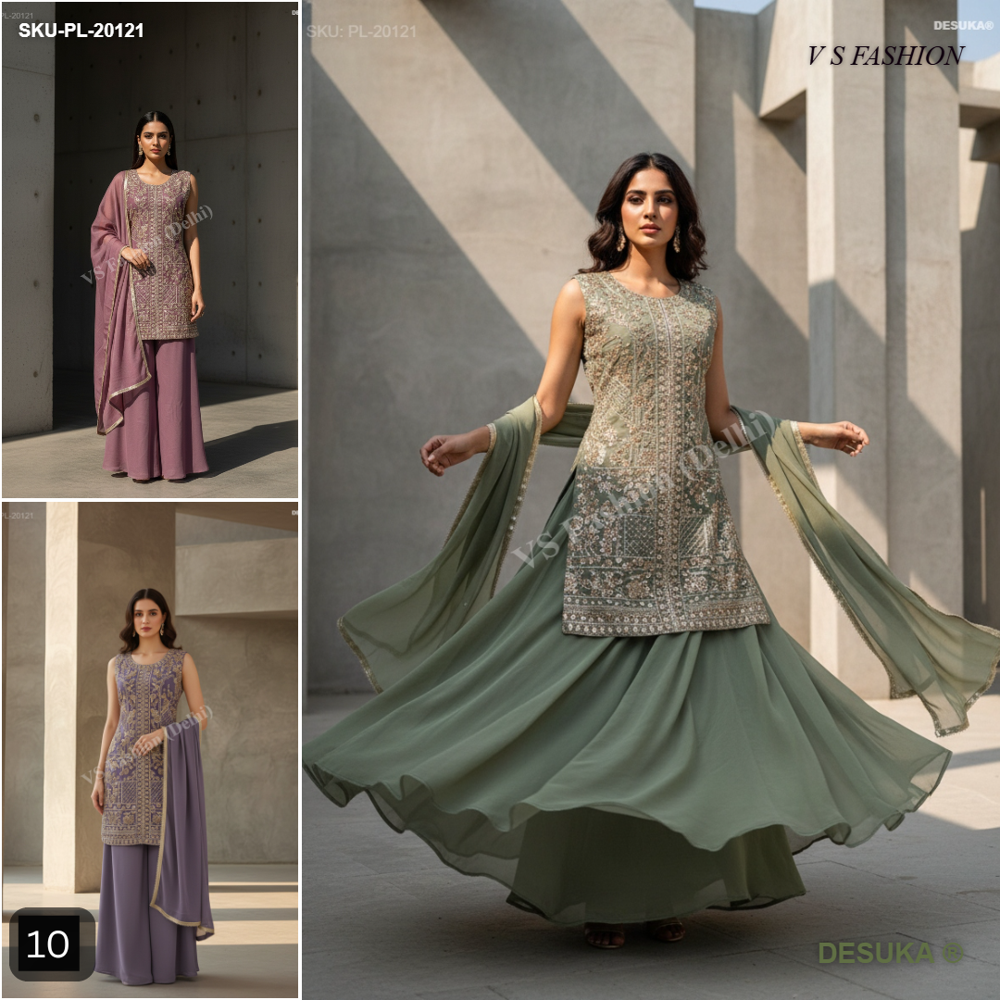 PL-20121_Embroidered Georgette Straight Suit
