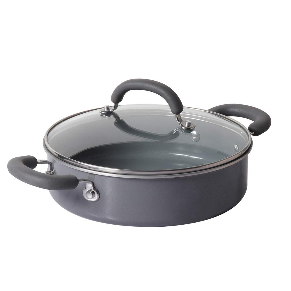 Meyer Anzen Healthy Ceramic Coated Cookware Sauteuse with Glass Lid, 24 cm , Grey 11807