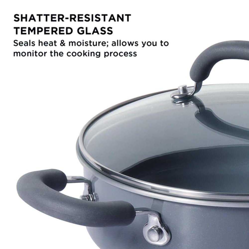 Meyer Anzen Healthy Ceramic Coated Cookware Sauteuse with Glass Lid, 24 cm , Grey 11807