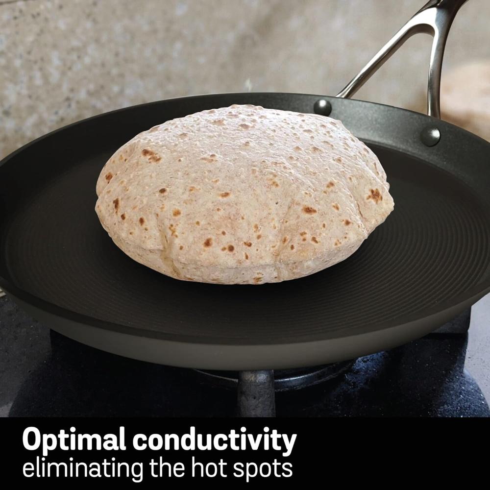 Meyer Hard Anodised Non Stick Aluminium Flat Dosa Tawa | Dosa Pan NonStick | Tawa for Roti | Non Stick Tawa | Dosa Tawa Big Size, 32 cm, Black 85332