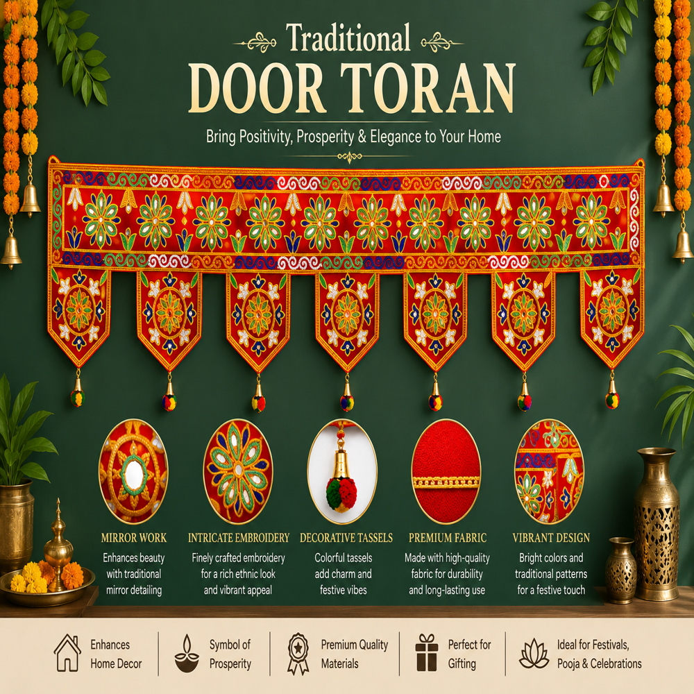 Krishna Handloom Premium Decorative Festival Door Art R 11 - Color: Red