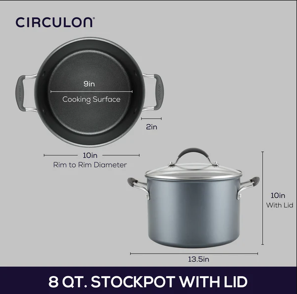 Meyer Circulon Scratch Defense A1 Series Nonstick Stockpot with Lid, 24 cm, 7.58 L 81834
