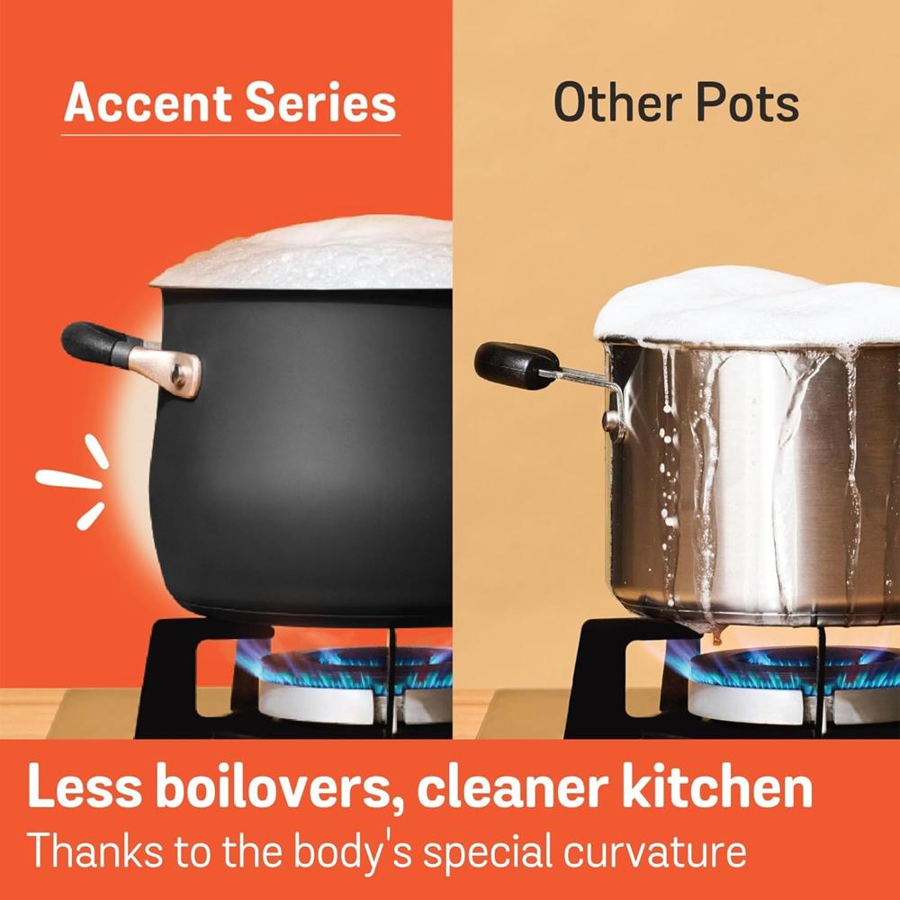 Meyer Accent Series Stainless Steel Dutch Oven|Cooking&Serving Casserole Pan With Ergonomic Grip Silicone Handles|Gas&Induction Compatible,6.5 Liters ,Polished 70614