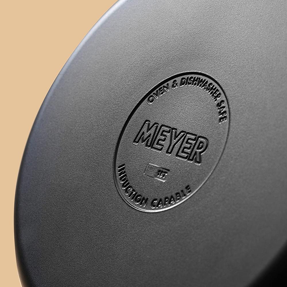 Meyer Accent Series Stainless Steel Saute Pan with Silicone Handle | Steel Frying Pan | Steel Pan | Frying pan with Induction Base, 4.5 Liters, 28cm, Black 70616