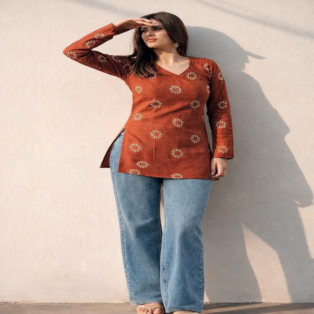 Rust Flora Tunic