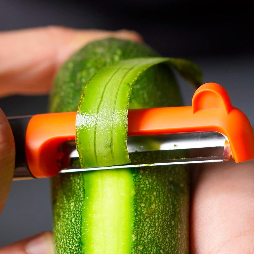 Meyer Swivel Peeler for Vegetables with Blade Cover Protector | Kitchen Accessories Items | Vegetable Cutter | Kitchen Tools | Vegetable Slicer, Orange 48702
