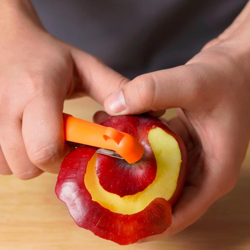Meyer Swivel Peeler for Vegetables with Blade Cover Protector | Kitchen Accessories Items | Vegetable Cutter | Kitchen Tools | Vegetable Slicer, Orange 48702