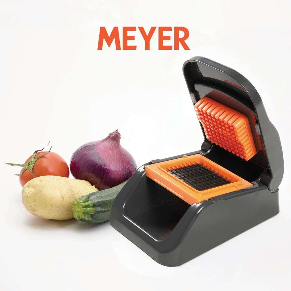 Meyer 2 in 1 Dicer with Container, Vegetable Cutter &Slicer, Cutting Machine | Kitchen Accessories | Kitchen Items for Home Cooking | Onion Chopper | Mini Handy Chopper (Plastic, Grey, Orange) 48613