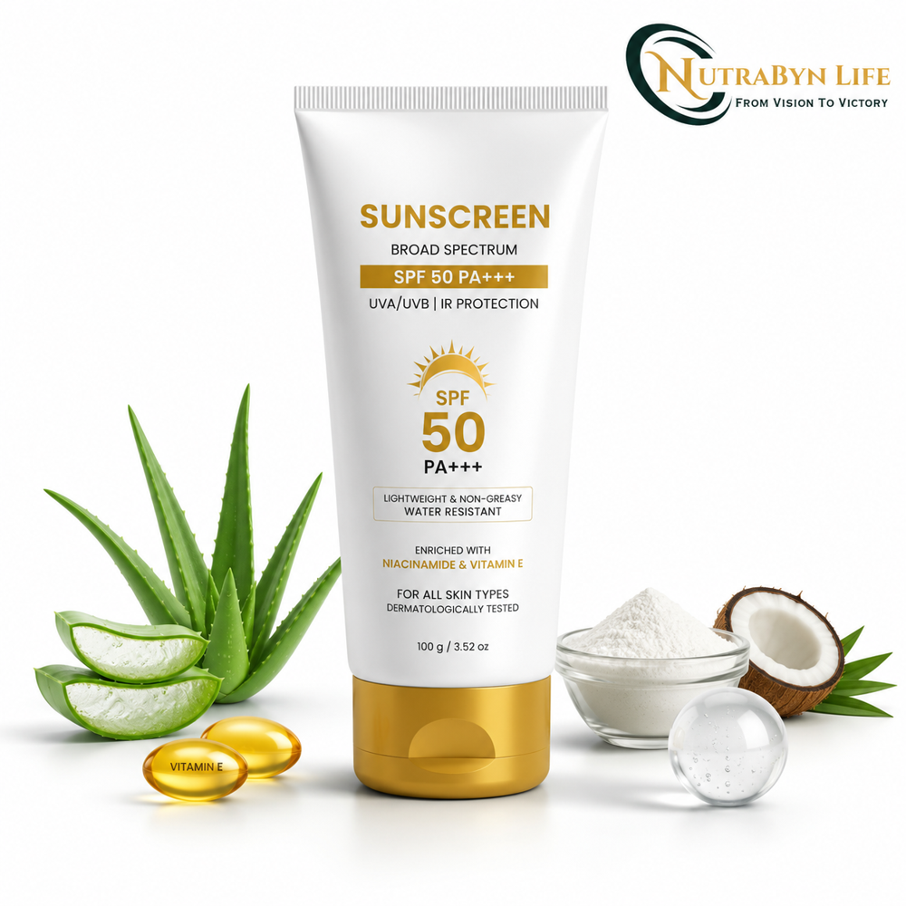 Sunscreen SPF 50 PA+++ | Third Party Manufacturing | Private Label Manufacturing | OEM Cosmetic Manufacturer | NutraByn Life