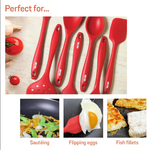 Meyer Silicone Spatulla | Silicone Accessories. for Cooking | Palta Big Size | Kitchen Tools | Spatula for Kitchen | Spatula for Non Stick Pan, Red 47845 