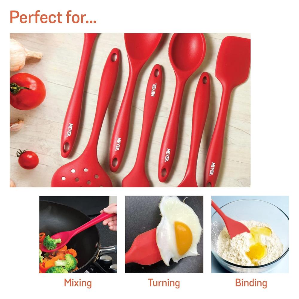 Meyer Silicone Non-Stick Heat Resistant Kitchen Utensil | Silicon Spoon for Cooking and Serving Red 47844