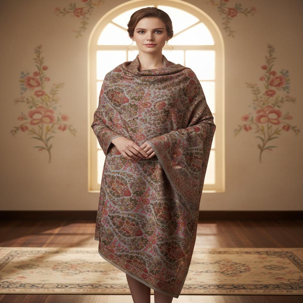Merino wool full embroidery jamma shawl