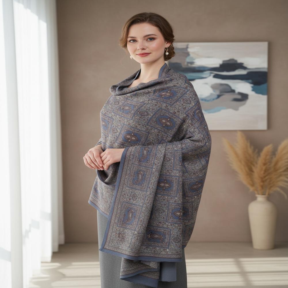 Merino wool full embroidery jamma shawl