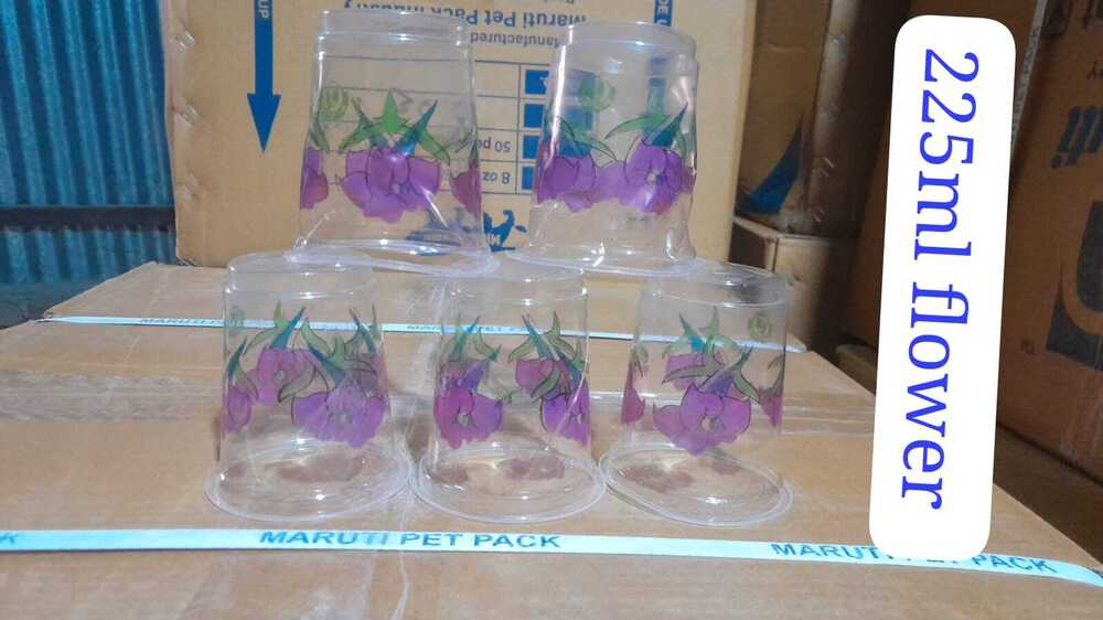 225ml Flower Printed Plastic Glass