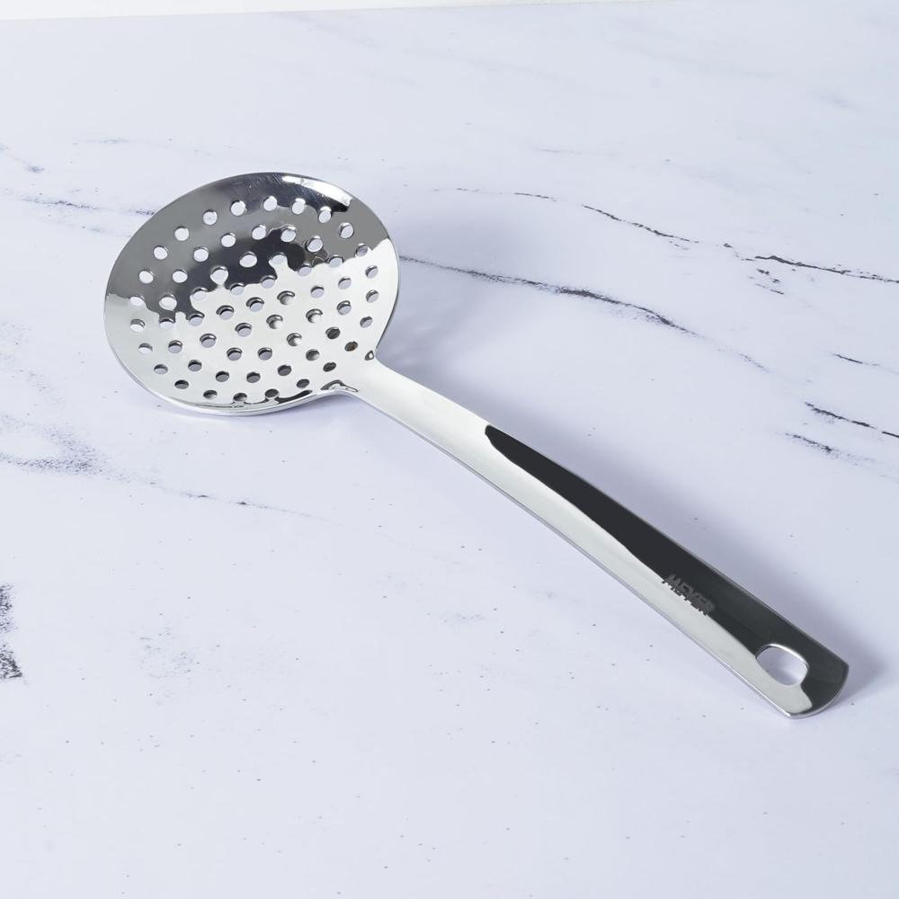Meyer Stainless Steel Skimmer | Kitchen Tools | Cooking Utensils For Kitchen | Skimmer For Deep Frying And Straining Puris/nuggets/rice/pakodas, 32cm, Silver 49008 - Size: 32cm