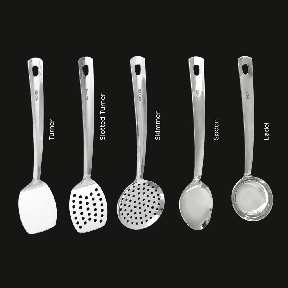 Meyer Stainless Steel Skimmer | Kitchen Tools | Cooking Utensils for Kitchen | Skimmer for Deep Frying and Straining Puris/Nuggets/Rice/Pakodas, 32cm, Silver 49008