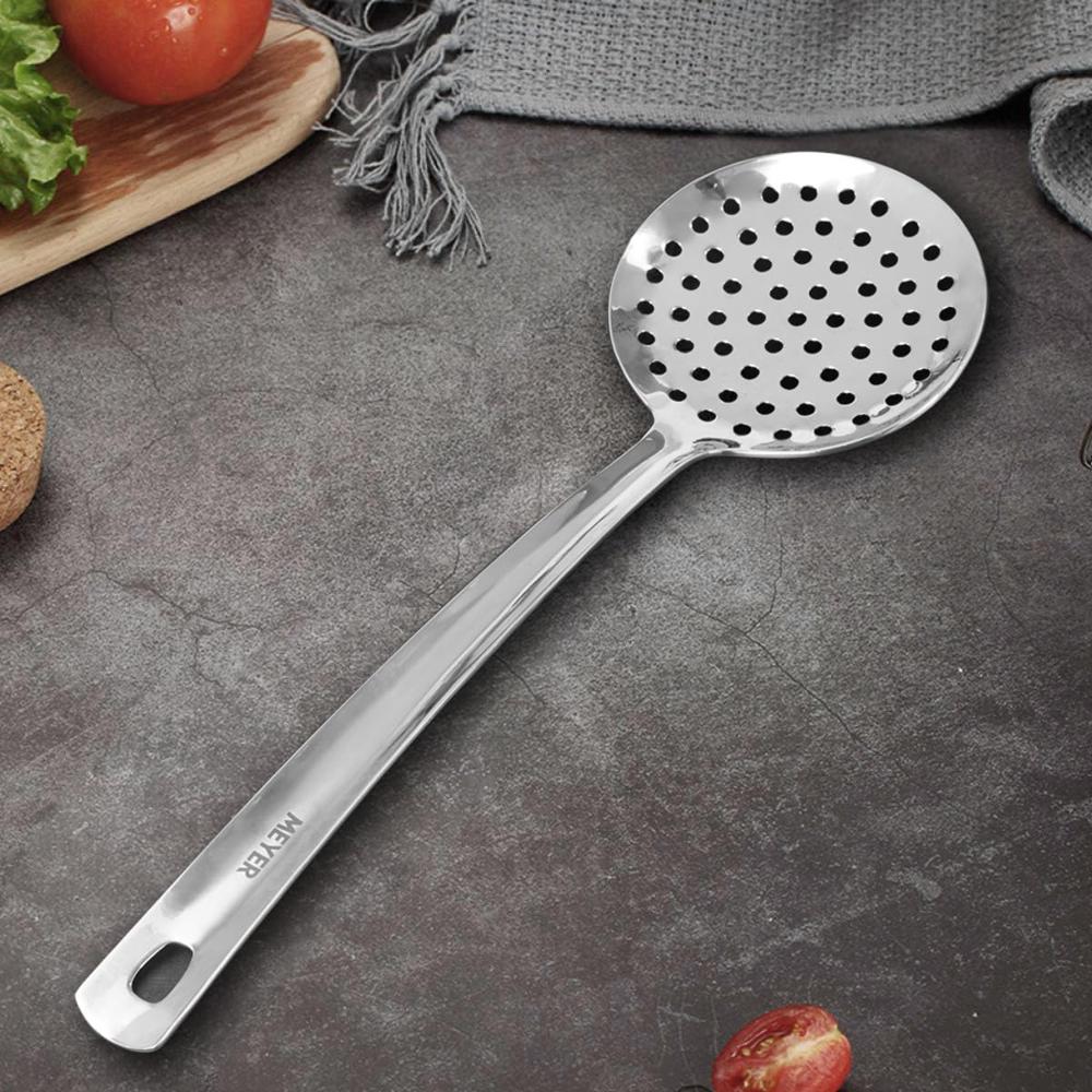 Meyer Stainless Steel Skimmer | Kitchen Tools | Cooking Utensils for Kitchen | Skimmer for Deep Frying and Straining Puris/Nuggets/Rice/Pakodas, 32cm, Silver 49008